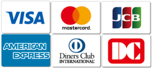 VISA,Master Card,JCB,AMEX,Diners Club,DC